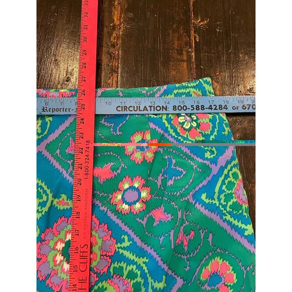 Vintage Encore Hong Kong 100% Silk Skirt Suit Set M 8-10 Teal Pink Floral - Picture 4 of 13